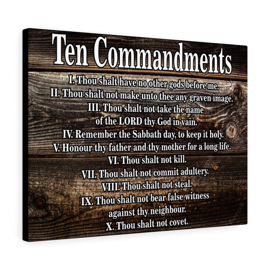 Scripture Walls Ten Commandments Dark Wood Christian Wall Art Print Ready to Hang Unframed-Express Your Love Gifts