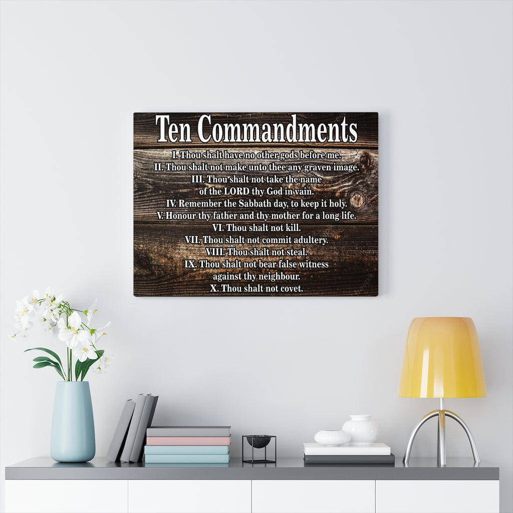 Scripture Walls Ten Commandments Dark Wood Christian Wall Art Print Ready to Hang Unframed-Express Your Love Gifts