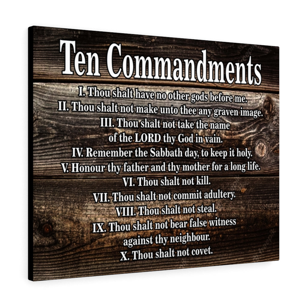 Scripture Walls Ten Commandments Dark Wood Christian Wall Art Print Ready to Hang Unframed-Express Your Love Gifts