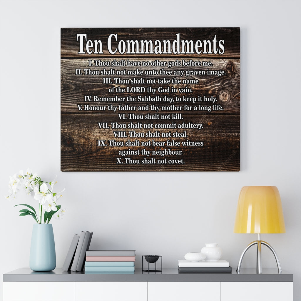 Scripture Walls Ten Commandments Dark Wood Christian Wall Art Print Ready to Hang Unframed-Express Your Love Gifts