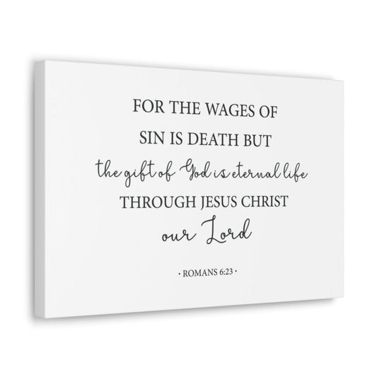 Scripture Walls The Gift Of God Romans 6:23 Bible Verse Canvas Christian Wall Art Ready To Hang Unframed-Express Your Love Gifts