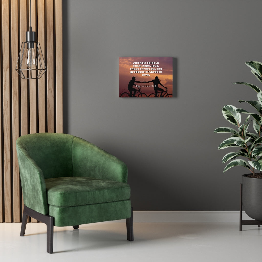 The Greatest 1 Corinthians 13:13 Bible Verse Canvas Christian Wall Art Ready to Hang Unframed-Express Your Love Gifts