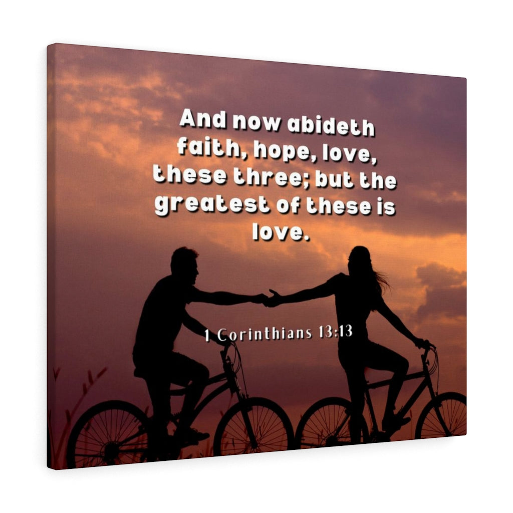 The Greatest 1 Corinthians 13:13 Bible Verse Canvas Christian Wall Art Ready to Hang Unframed-Express Your Love Gifts