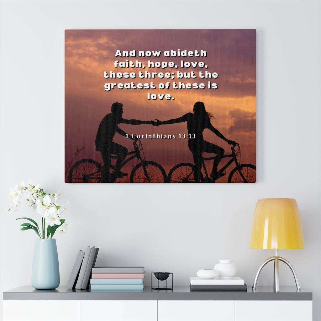 The Greatest 1 Corinthians 13:13 Bible Verse Canvas Christian Wall Art Ready to Hang Unframed-Express Your Love Gifts