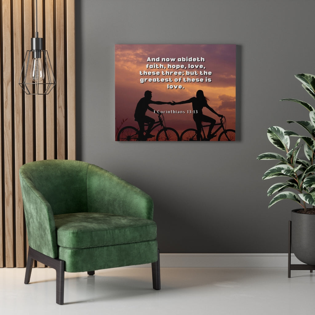 The Greatest 1 Corinthians 13:13 Bible Verse Canvas Christian Wall Art Ready to Hang Unframed-Express Your Love Gifts