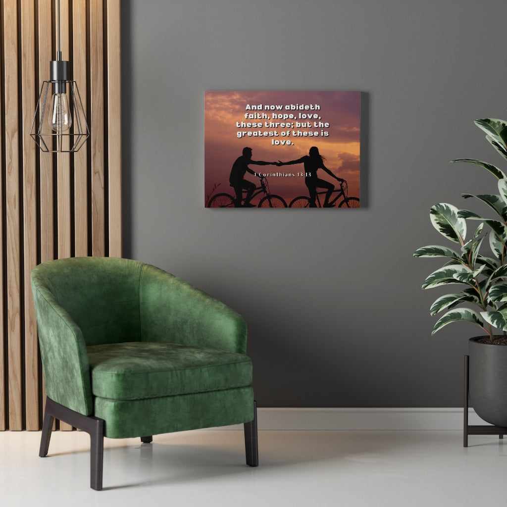 The Greatest 1 Corinthians 13:13 Bible Verse Canvas Christian Wall Art Ready to Hang Unframed-Express Your Love Gifts