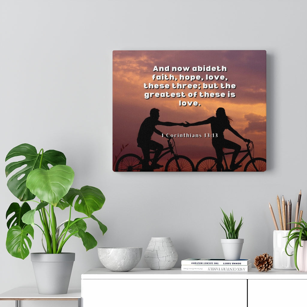 The Greatest 1 Corinthians 13:13 Bible Verse Canvas Christian Wall Art Ready to Hang Unframed-Express Your Love Gifts