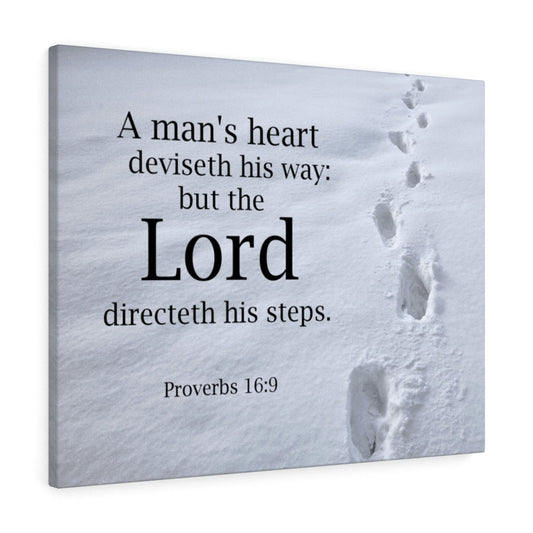 The Lord Directeth Steps Proverbs 16:9 Bible Verse Canvas Christian Wall Art Ready to Hang Unframed-Express Your Love Gifts