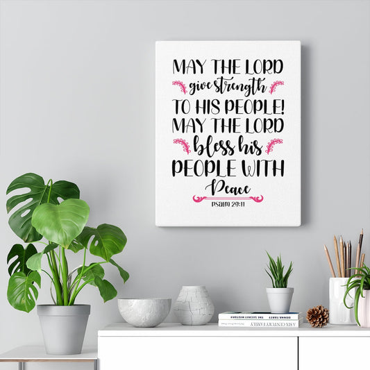 The Lord Give Strength Psalm 29:11 Bible Verse Canvas Christian Wall Art Ready to Hang Unframed-Express Your Love Gifts