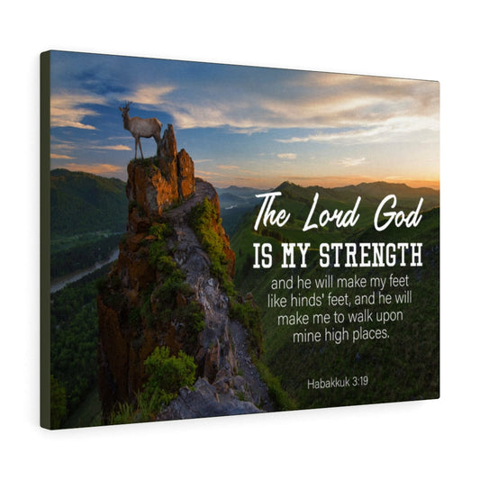 The Lord God is My Strength Habakkuk 3:19 Bible Verse Canvas Christian Wall Art Ready to Hang Unframed-Express Your Love Gifts