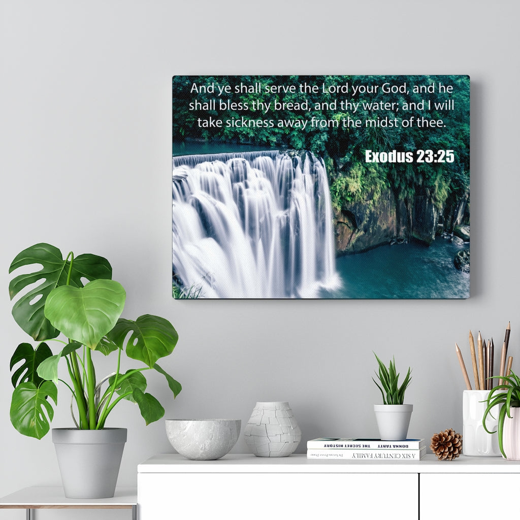 Scripture Walls The Lord is Merciful and Gracious Exodus 23:25 Bible Verse Canvas Christian Wall Art Ready to Hang Unframed-Express Your Love Gifts