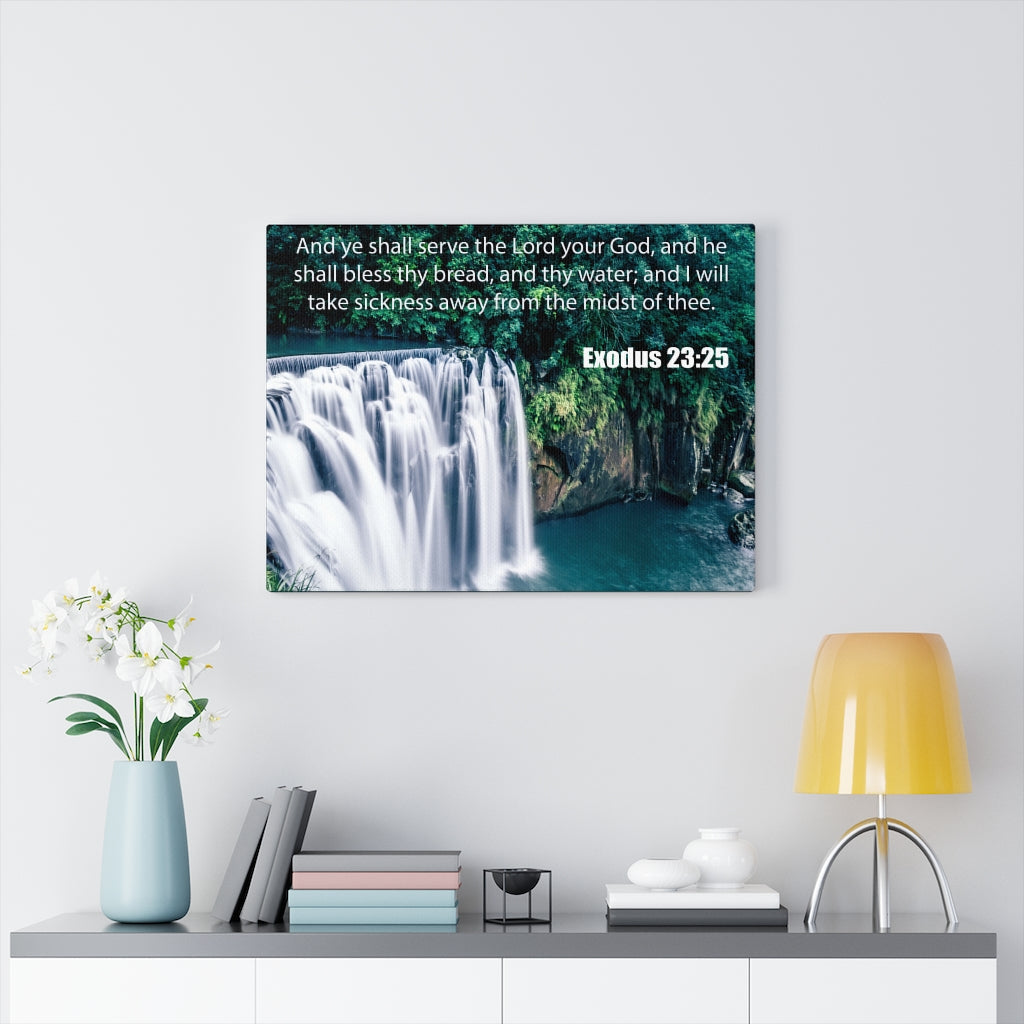Scripture Walls The Lord is Merciful and Gracious Exodus 23:25 Bible Verse Canvas Christian Wall Art Ready to Hang Unframed-Express Your Love Gifts
