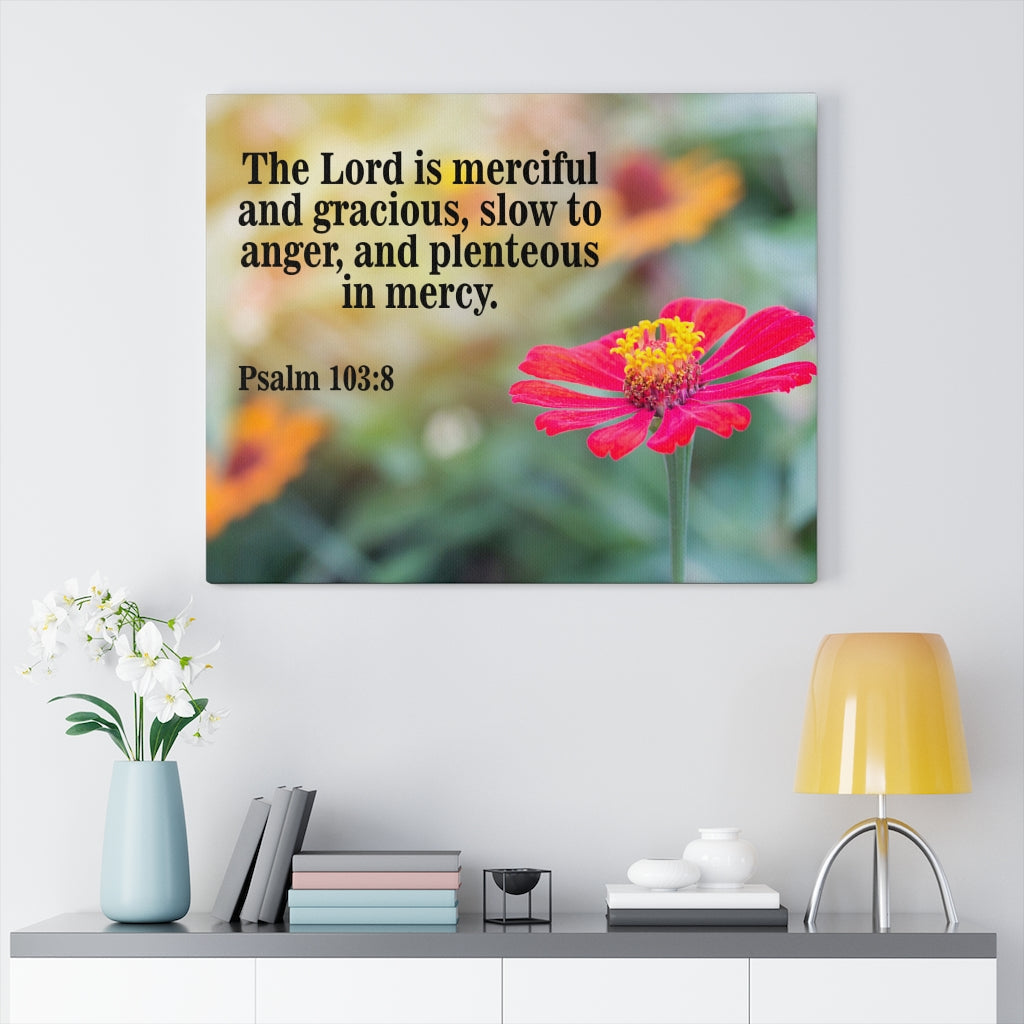 Scripture Walls The Lord is Merciful and Gracious Psalm 103:8 Bible Verse Canvas Christian Wall Art Ready to Hang Unframed-Express Your Love Gifts