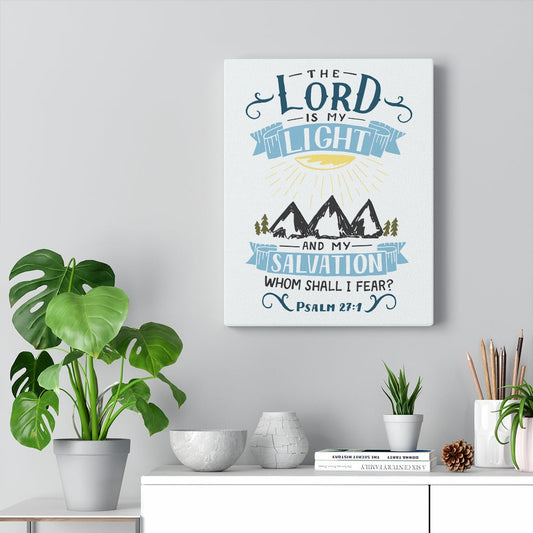 The Lord Is My Light Psalm 27:1 Bible Verse Canvas Christian Wall Art Ready to Hang Unframed-Express Your Love Gifts
