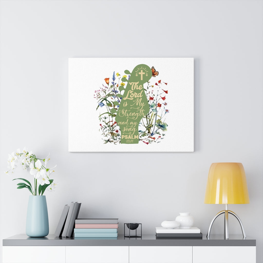 The Lord Is My Strength Psalm 118:14 Bible Verse Canvas Christian Wall Art Ready to Hang Unframed-Express Your Love Gifts