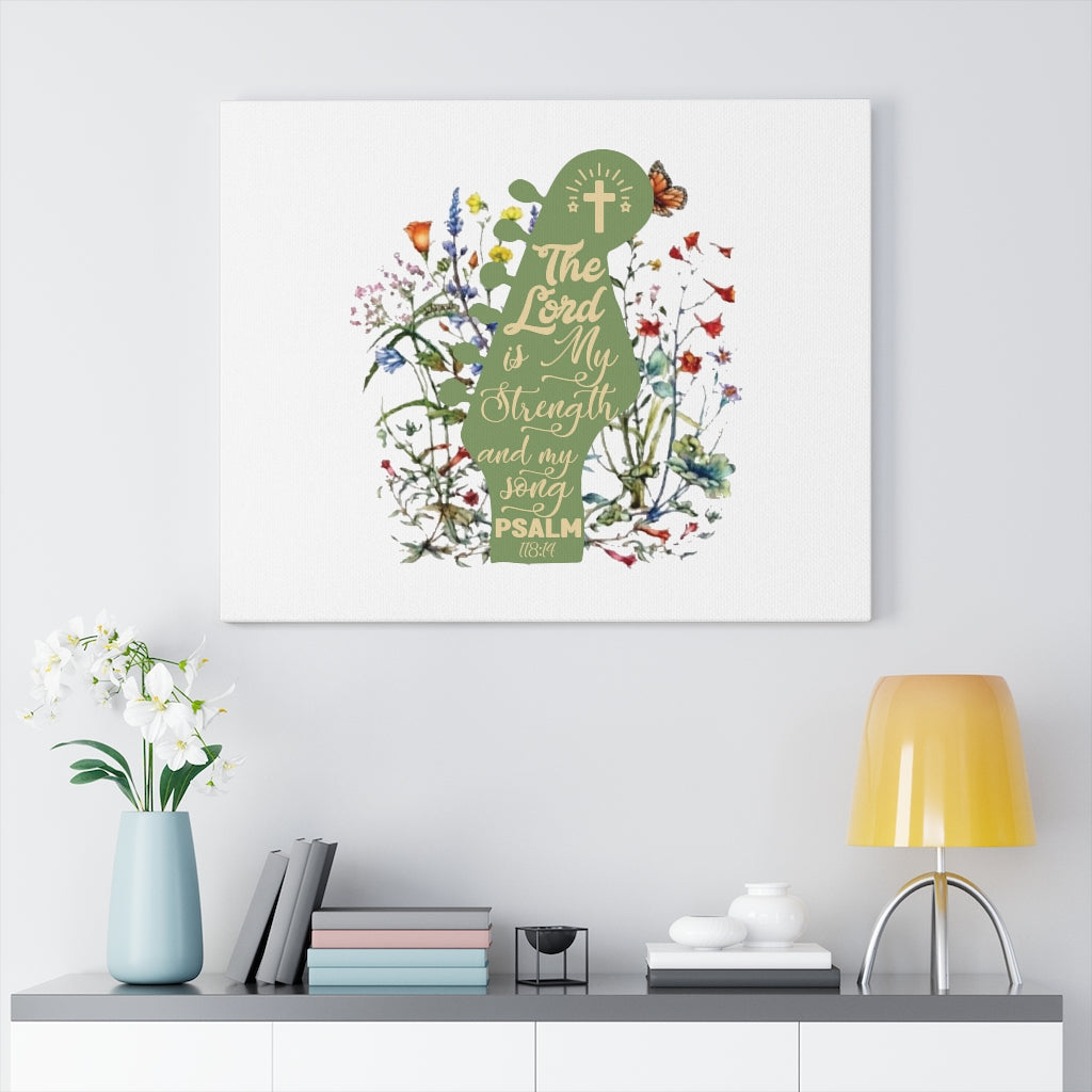 The Lord Is My Strength Psalm 118:14 Bible Verse Canvas Christian Wall Art Ready to Hang Unframed-Express Your Love Gifts
