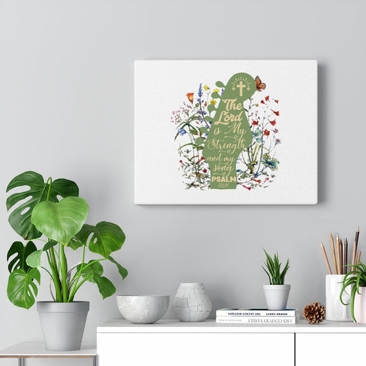 The Lord Is My Strength Psalm 118:14 Bible Verse Canvas Christian Wall Art Ready to Hang Unframed-Express Your Love Gifts
