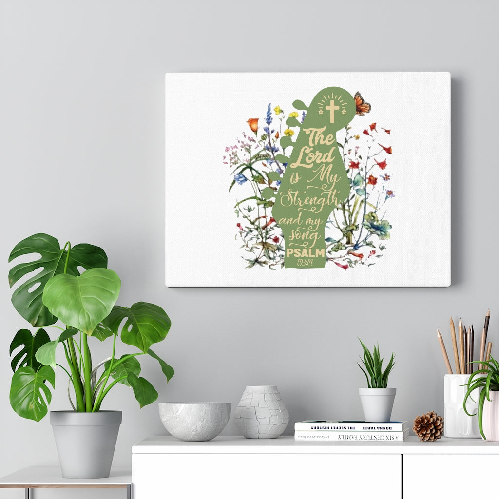 The Lord Is My Strength Psalm 118:14 Bible Verse Canvas Christian Wall Art Ready to Hang Unframed-Express Your Love Gifts
