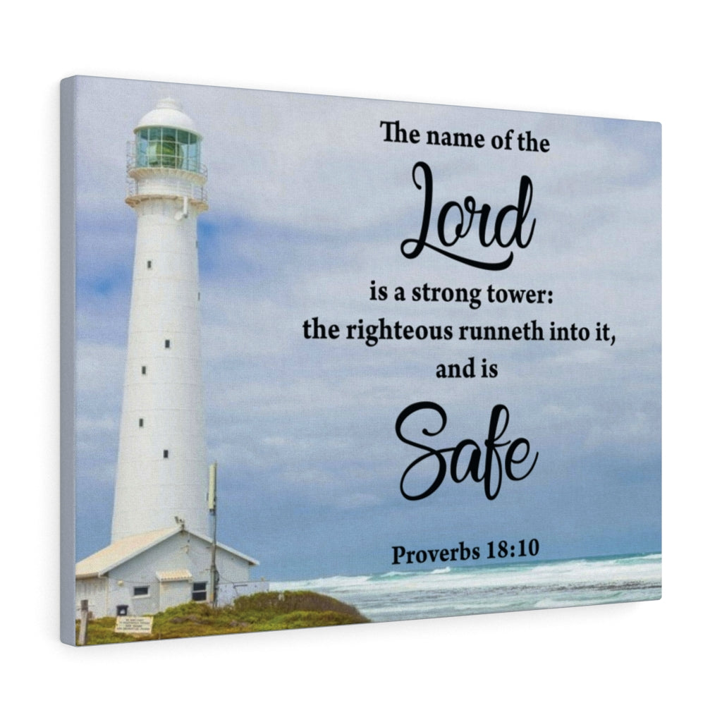 Scripture Walls The Lord is Safe Proverbs 18:10 Bible Verse Canvas Christian Wall Art Ready to Hang Unframed-Express Your Love Gifts