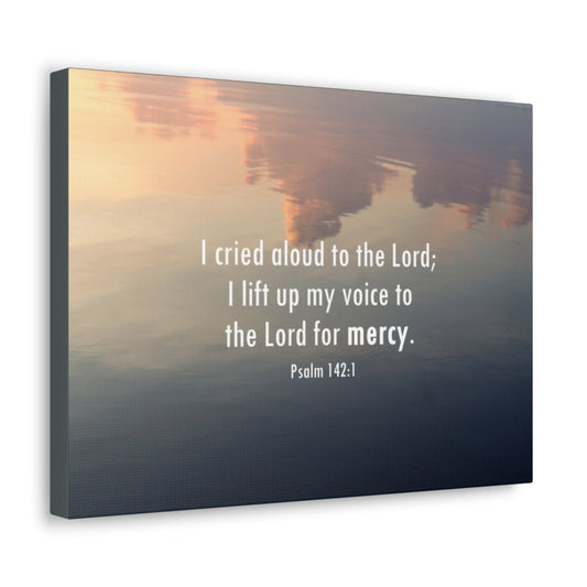 The Lord Of Mercy Psalm 142:1 Bible Verse Canvas Christian Wall Art Ready to Hang Unframed-Express Your Love Gifts