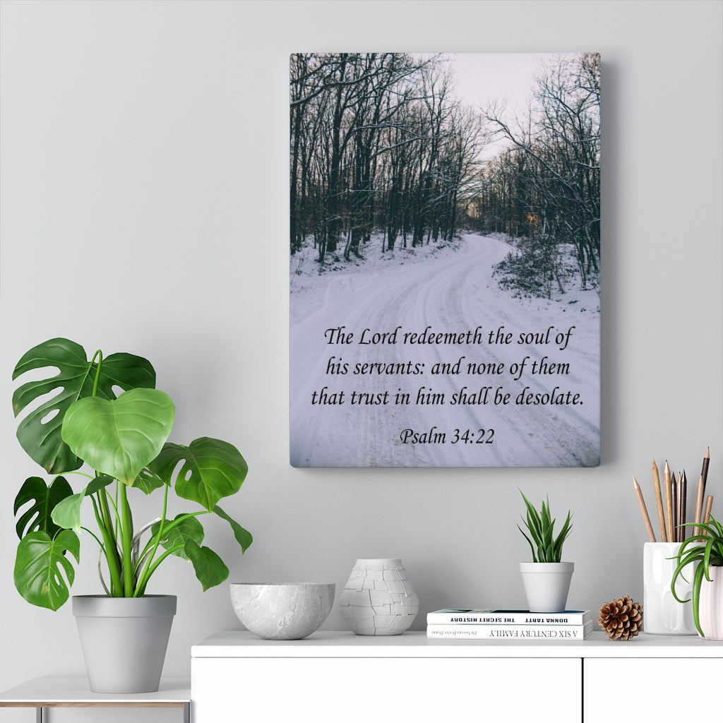 Scripture Walls The Lord Redeemeth The Soul Psalm 34:22 Bible Verse Canvas Christian Wall Art Ready to Hang Unframed-Express Your Love Gifts