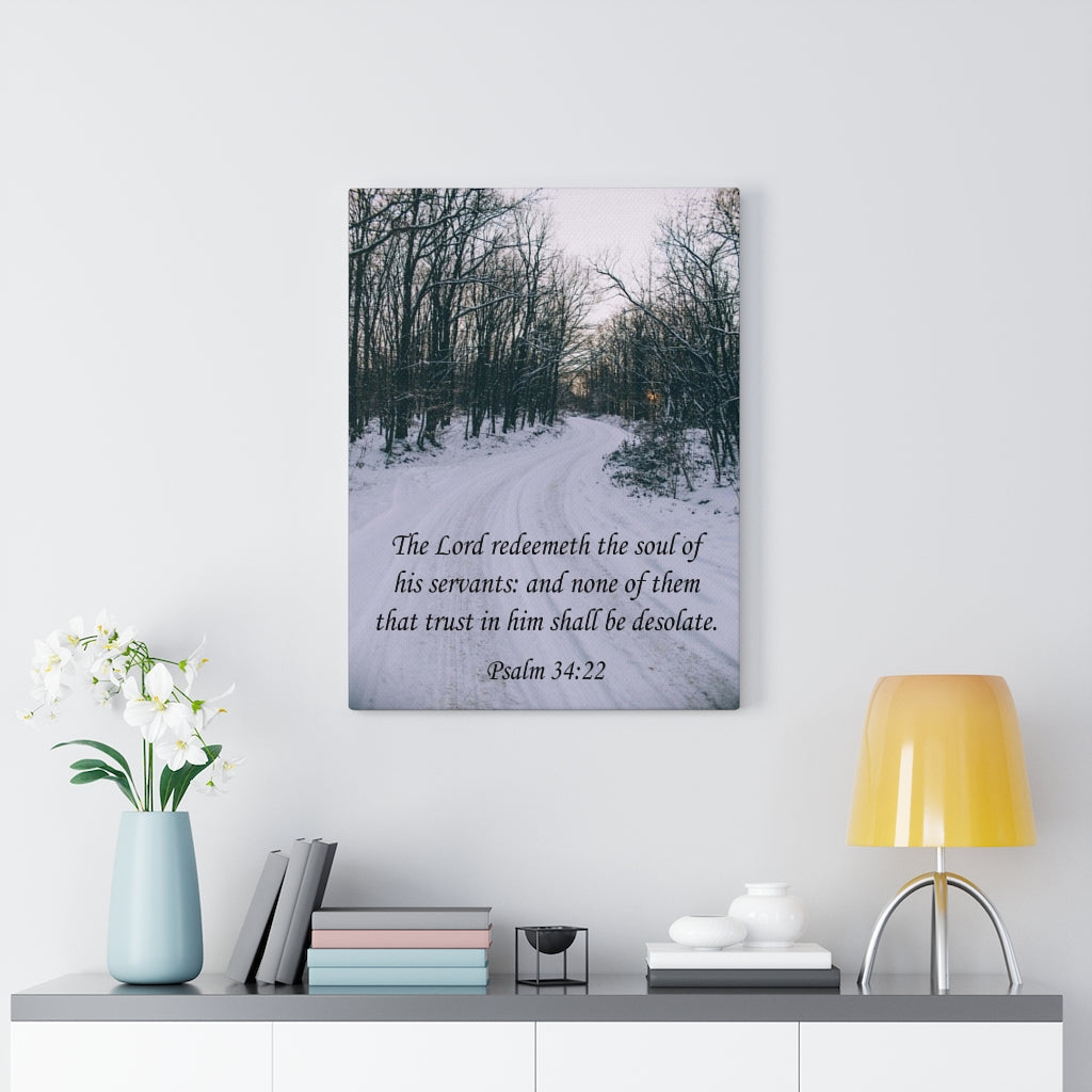 Scripture Walls The Lord Redeemeth The Soul Psalm 34:22 Bible Verse Canvas Christian Wall Art Ready to Hang Unframed-Express Your Love Gifts