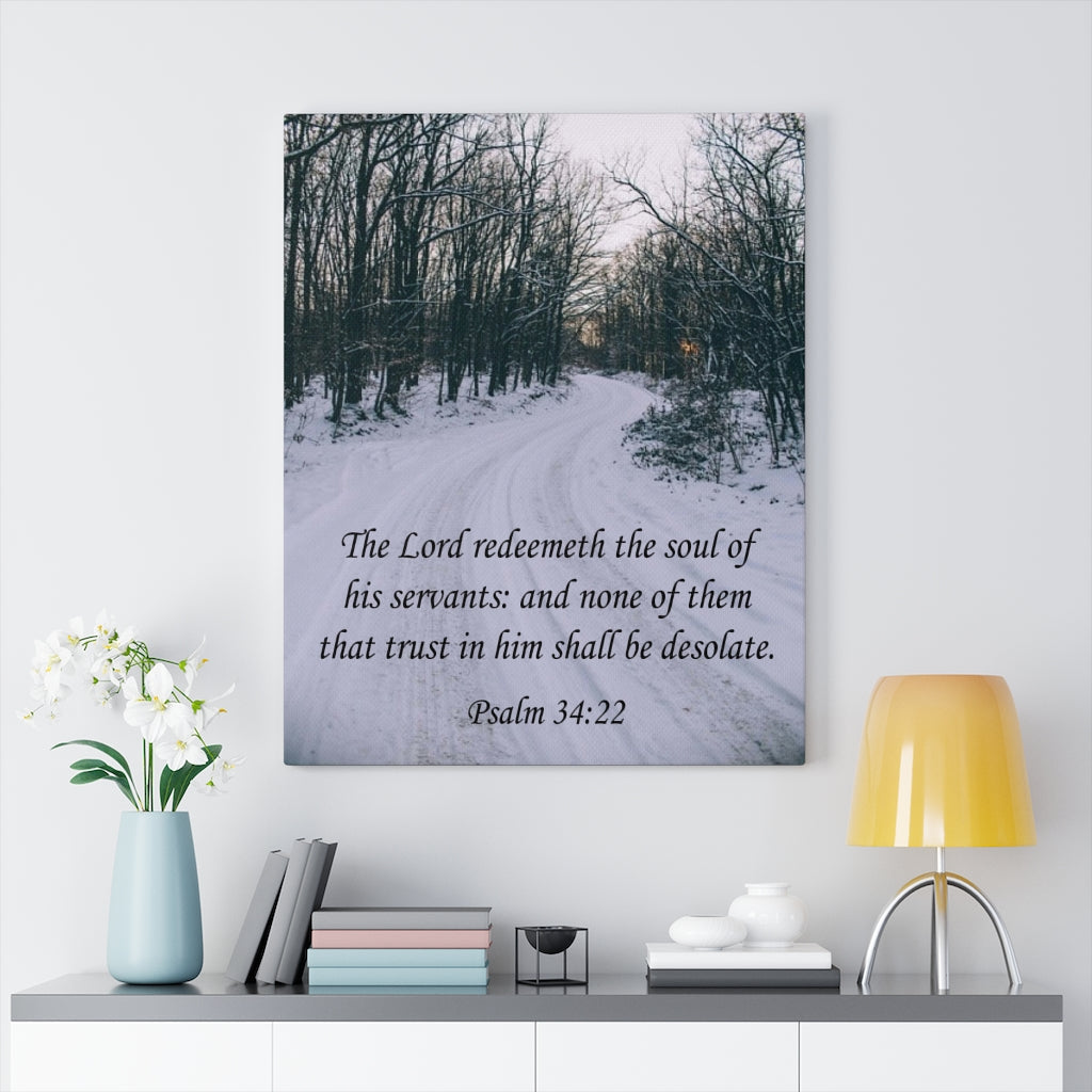 Scripture Walls The Lord Redeemeth The Soul Psalm 34:22 Bible Verse Canvas Christian Wall Art Ready to Hang Unframed-Express Your Love Gifts