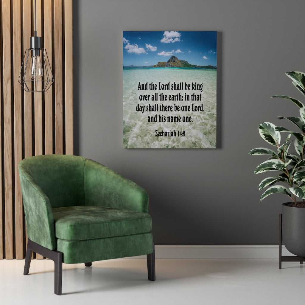 Scripture Walls The Lord Shall Be King Zechariah 14:9 Bible Verse Canvas Christian Wall Art Ready to Hang Unframed-Express Your Love Gifts
