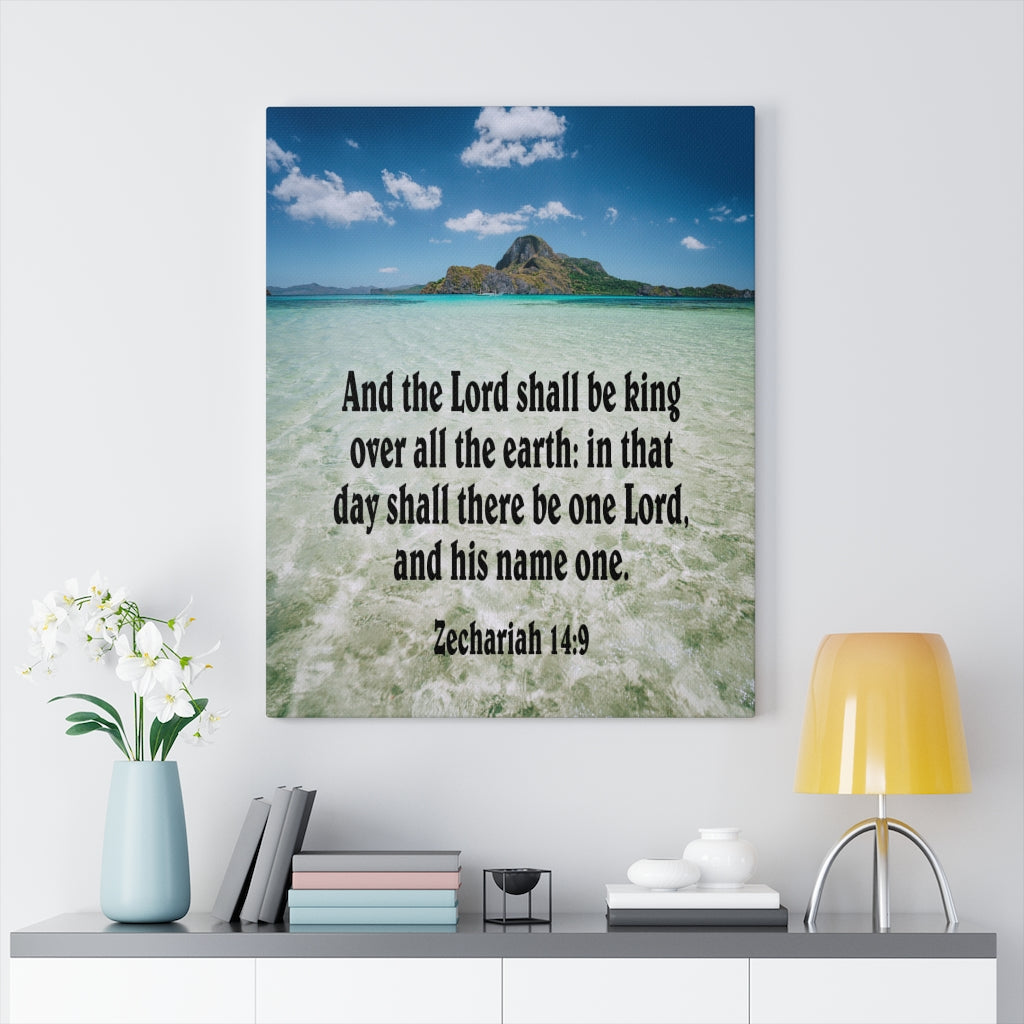 Scripture Walls The Lord Shall Be King Zechariah 14:9 Bible Verse Canvas Christian Wall Art Ready to Hang Unframed-Express Your Love Gifts