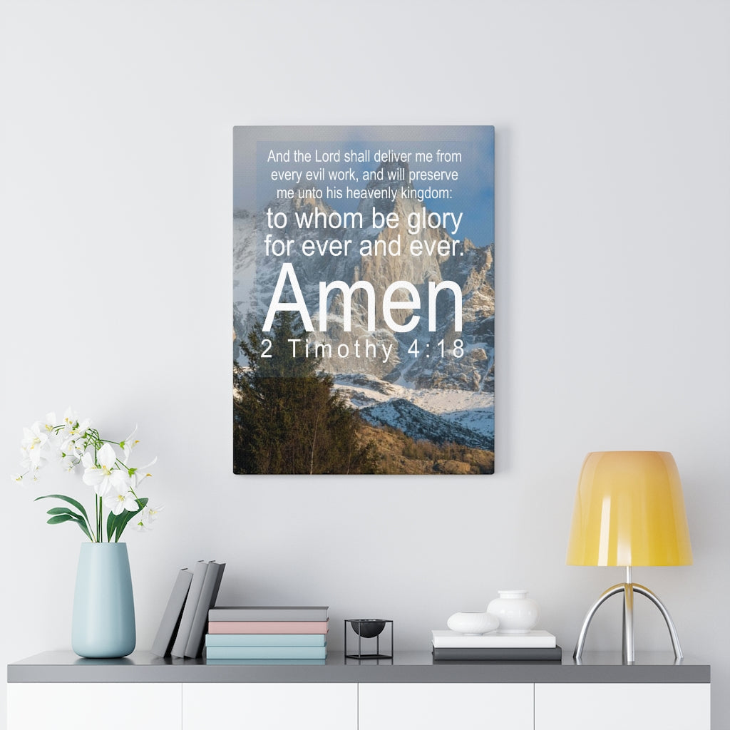 Scripture Walls The Lord Shall Deliver 2 Timothy 4:18 Bible Verse Canvas Christian Wall Art Ready to Hang Unframed-Express Your Love Gifts