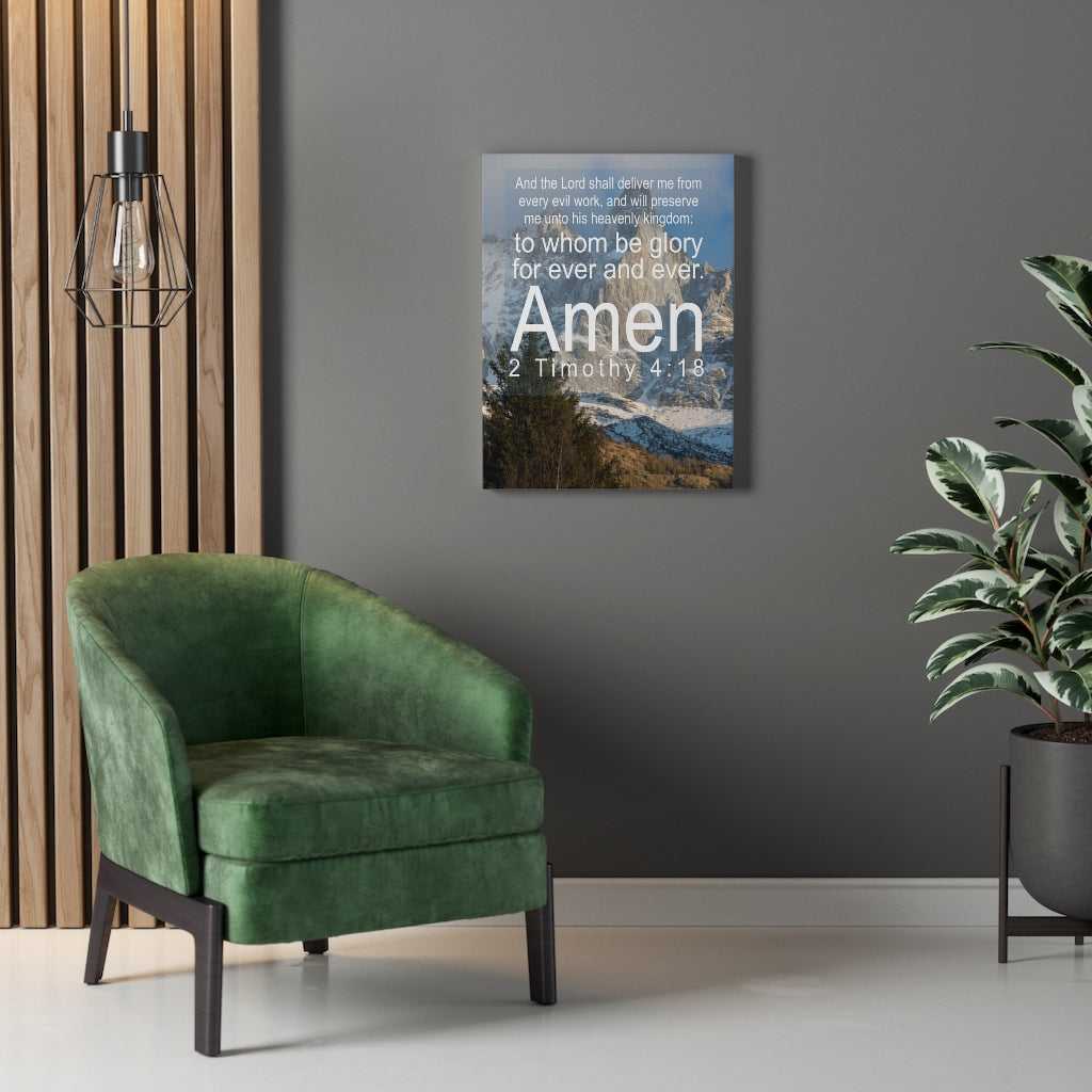 Scripture Walls The Lord Shall Deliver 2 Timothy 4:18 Bible Verse Canvas Christian Wall Art Ready to Hang Unframed-Express Your Love Gifts