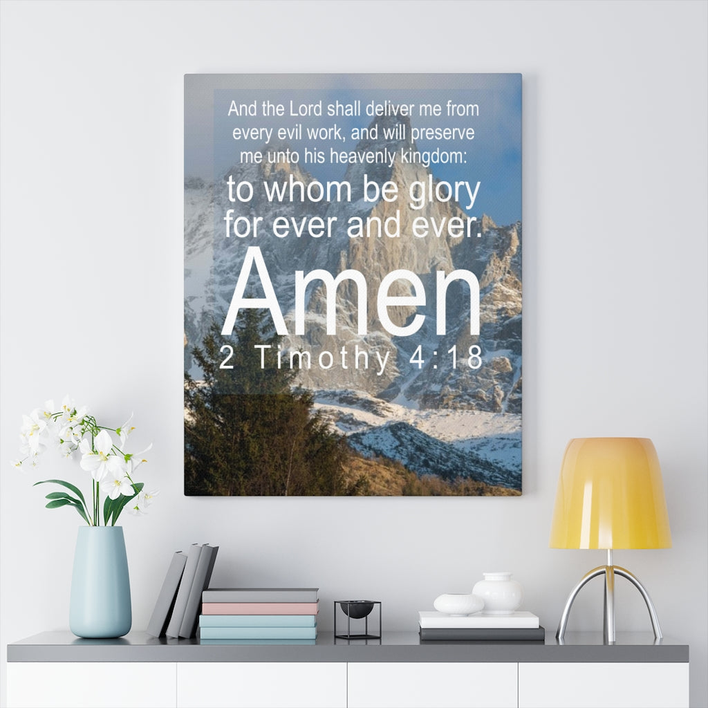 Scripture Walls The Lord Shall Deliver 2 Timothy 4:18 Bible Verse Canvas Christian Wall Art Ready to Hang Unframed-Express Your Love Gifts