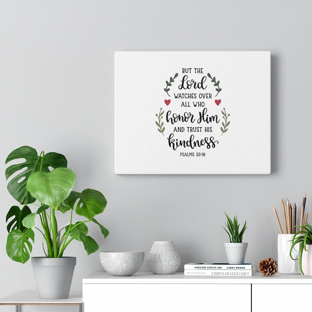 The Lord Watches Over Psalms 33:18 Bible Verse Canvas Christian Wall Art Ready to Hang Unframed-Express Your Love Gifts