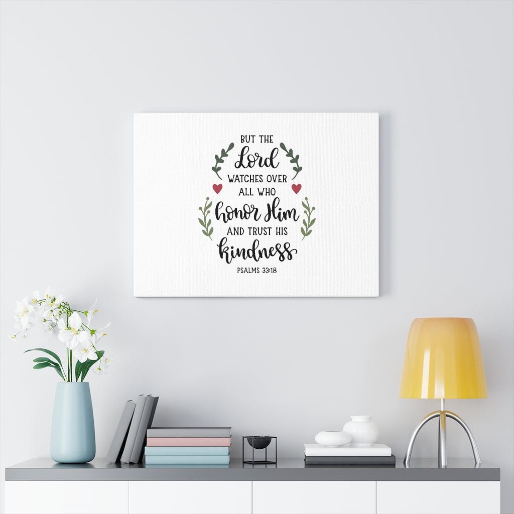 The Lord Watches Over Psalms 33:18 Bible Verse Canvas Christian Wall Art Ready to Hang Unframed-Express Your Love Gifts