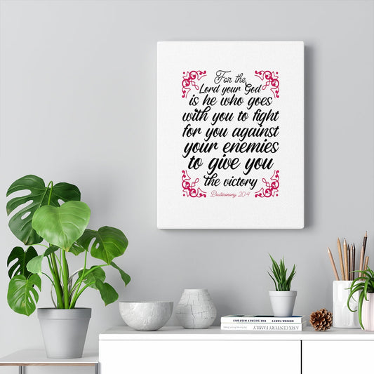 The Lord Your God Deuteronomy 20:4 Bible Verse Canvas Christian Wall Art Ready to Hang Unframed-Express Your Love Gifts