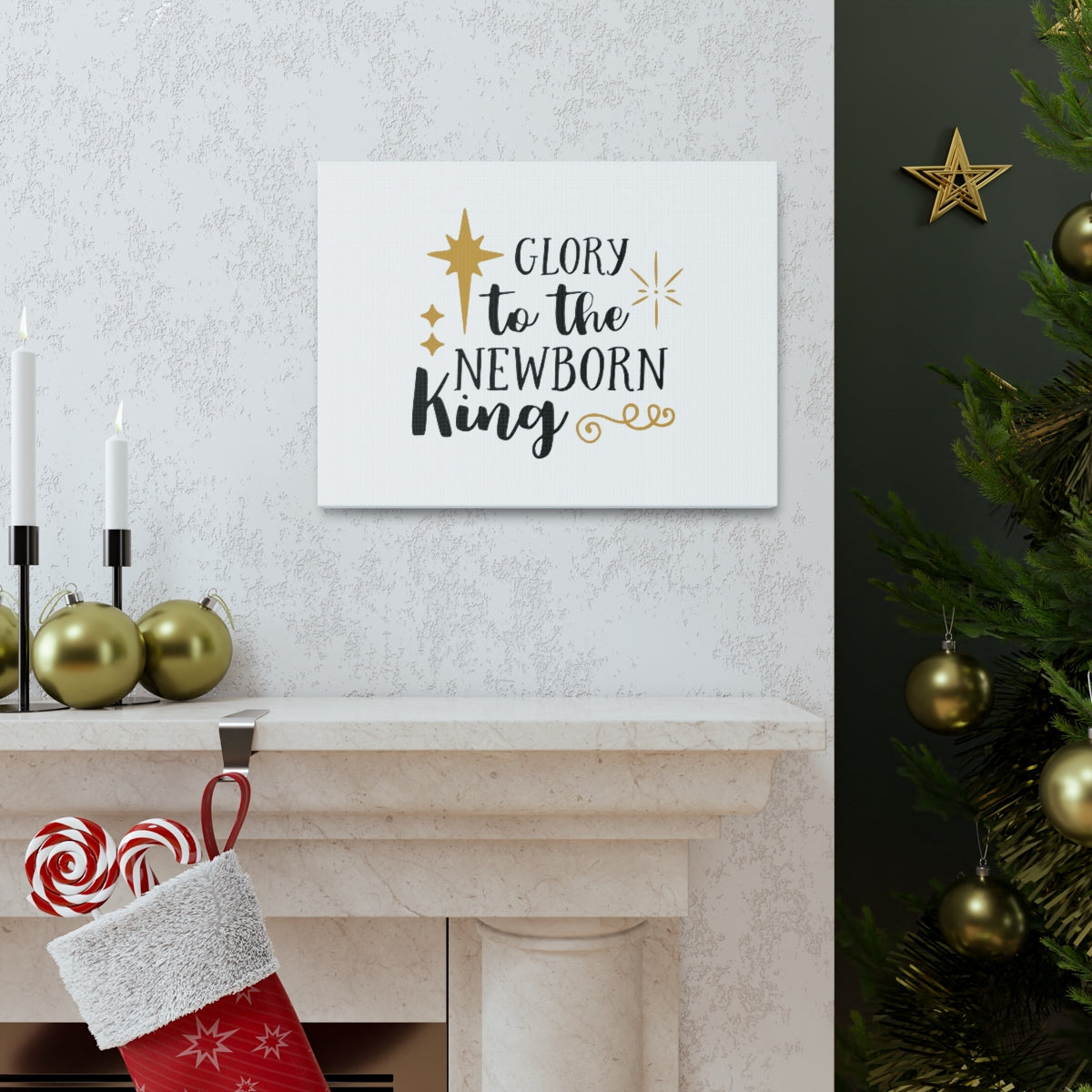 The Newborn King Luke 2:14 Star Christian Wall Art Bible Verse Print Ready to Hang Unframed-Express Your Love Gifts