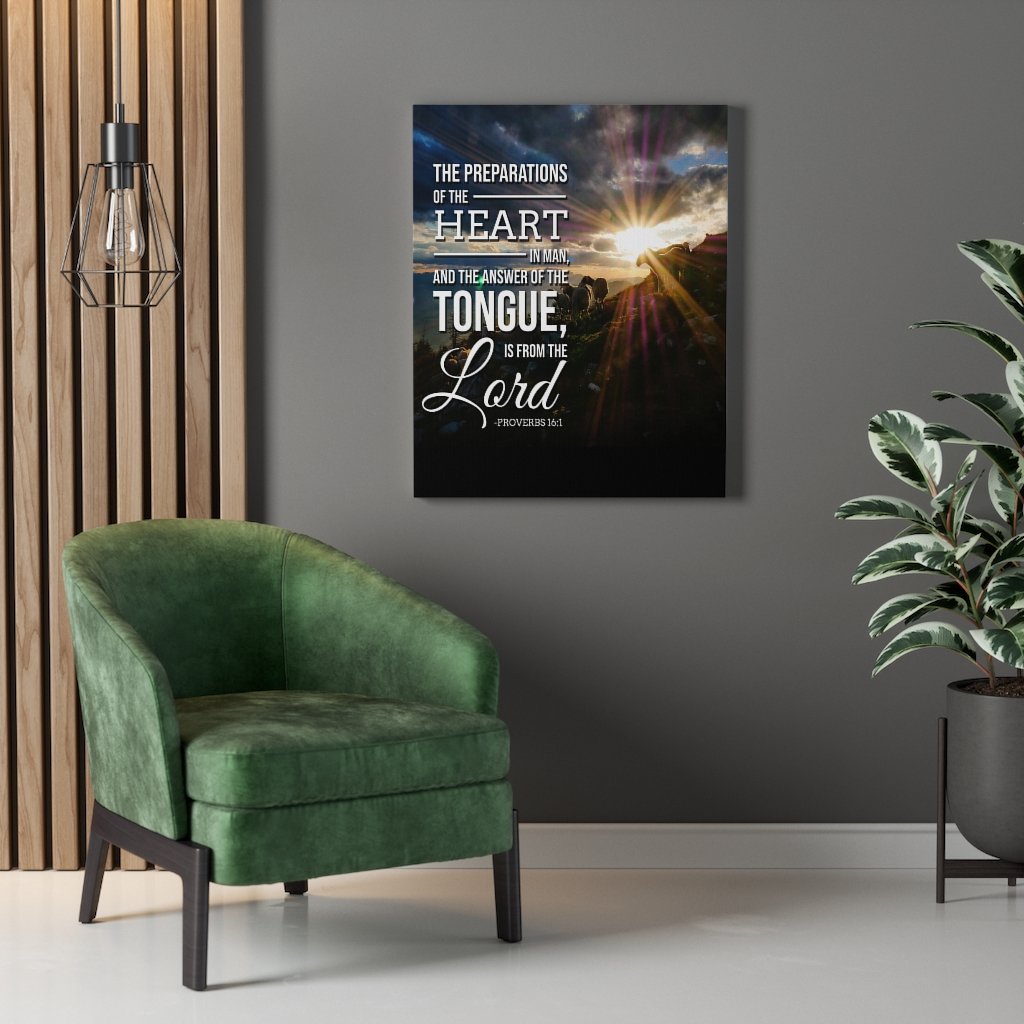 Scripture Walls The Preparations of The Heart Proverbs 16:1 Bible Verse Canvas Christian Wall Art Ready to Hang Unframed-Express Your Love Gifts