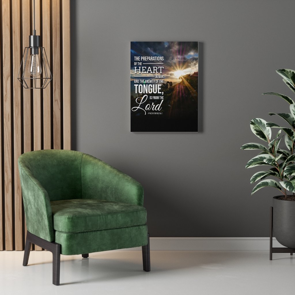 Scripture Walls The Preparations of The Heart Proverbs 16:1 Bible Verse Canvas Christian Wall Art Ready to Hang Unframed-Express Your Love Gifts