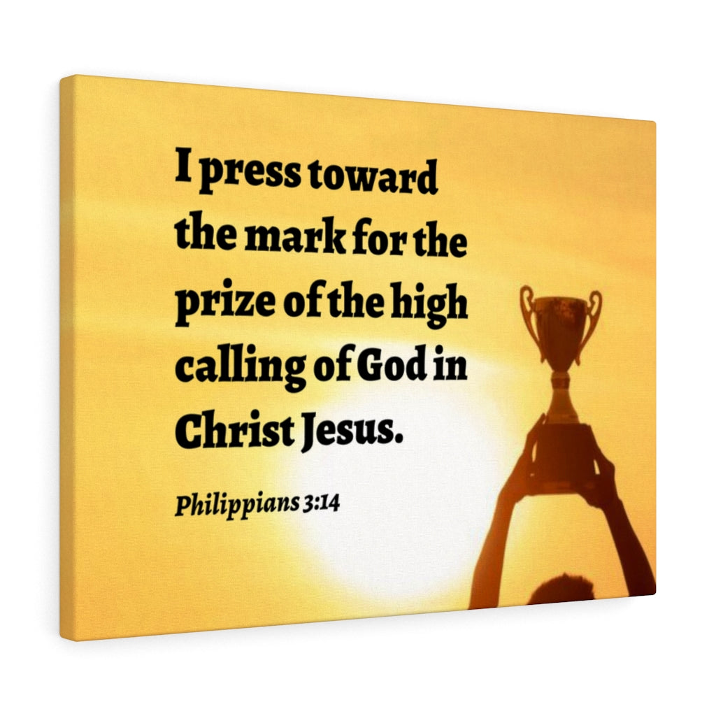 The Prize Philippians 3:14 Bible Verse Canvas Christian Wall Art Ready to Hang Unframed-Express Your Love Gifts