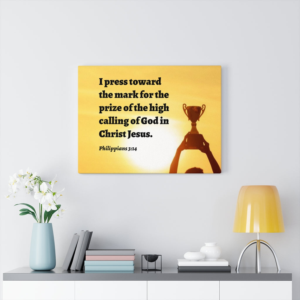The Prize Philippians 3:14 Bible Verse Canvas Christian Wall Art Ready to Hang Unframed-Express Your Love Gifts