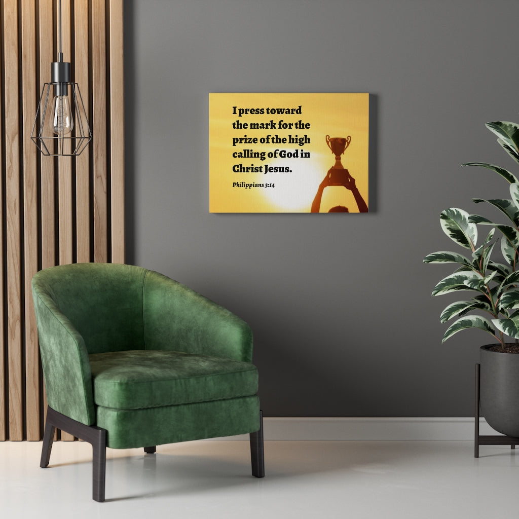 The Prize Philippians 3:14 Bible Verse Canvas Christian Wall Art Ready to Hang Unframed-Express Your Love Gifts
