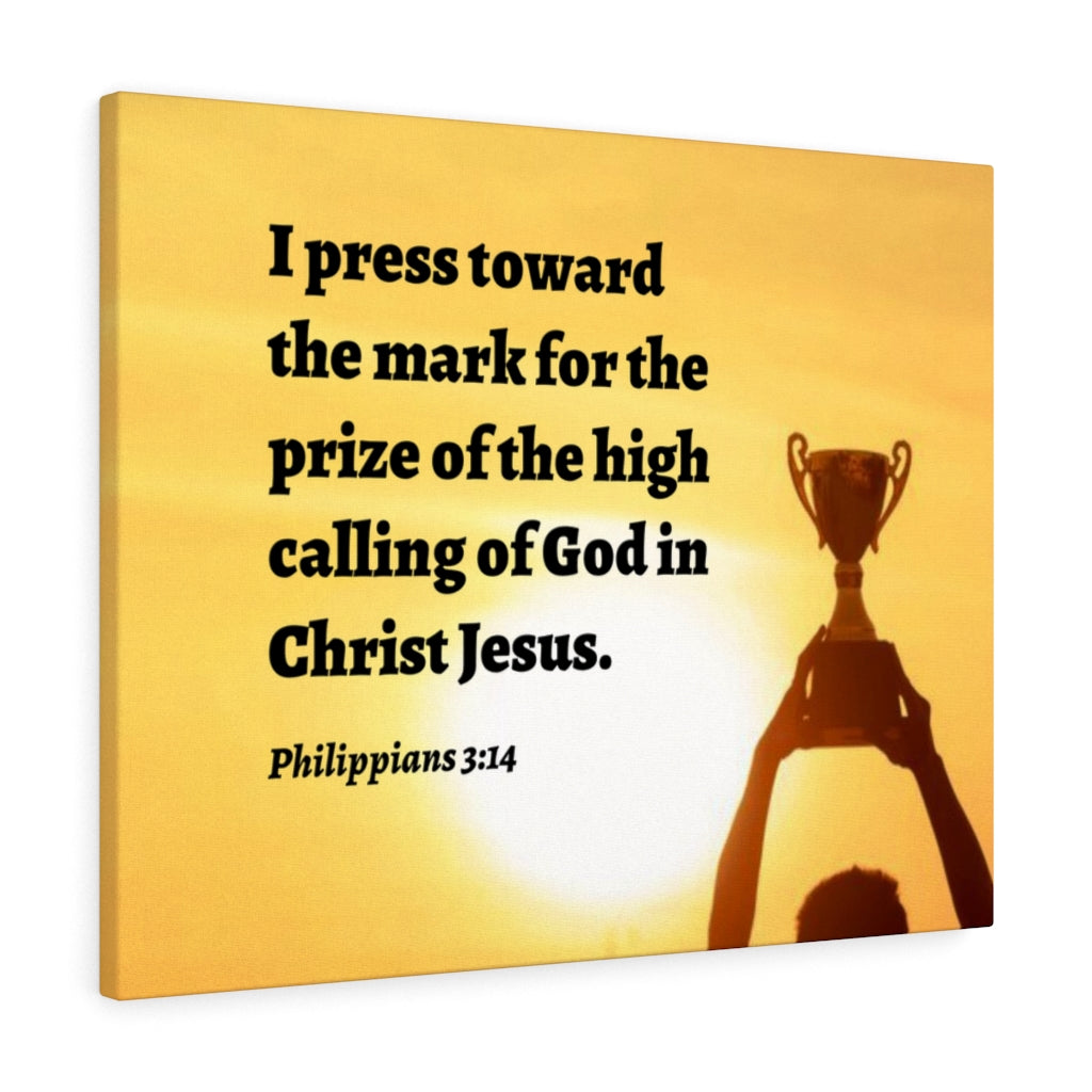 The Prize Philippians 3:14 Bible Verse Canvas Christian Wall Art Ready to Hang Unframed-Express Your Love Gifts