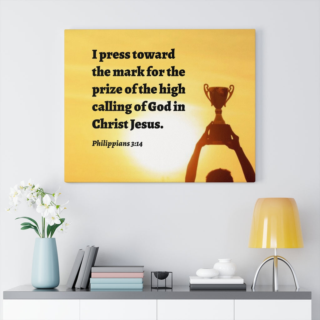 The Prize Philippians 3:14 Bible Verse Canvas Christian Wall Art Ready to Hang Unframed-Express Your Love Gifts