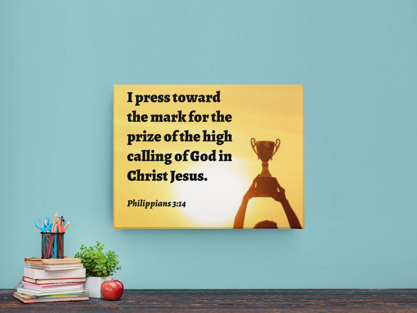 The Prize Philippians 3:14 Bible Verse Canvas Christian Wall Art Ready to Hang Unframed-Express Your Love Gifts