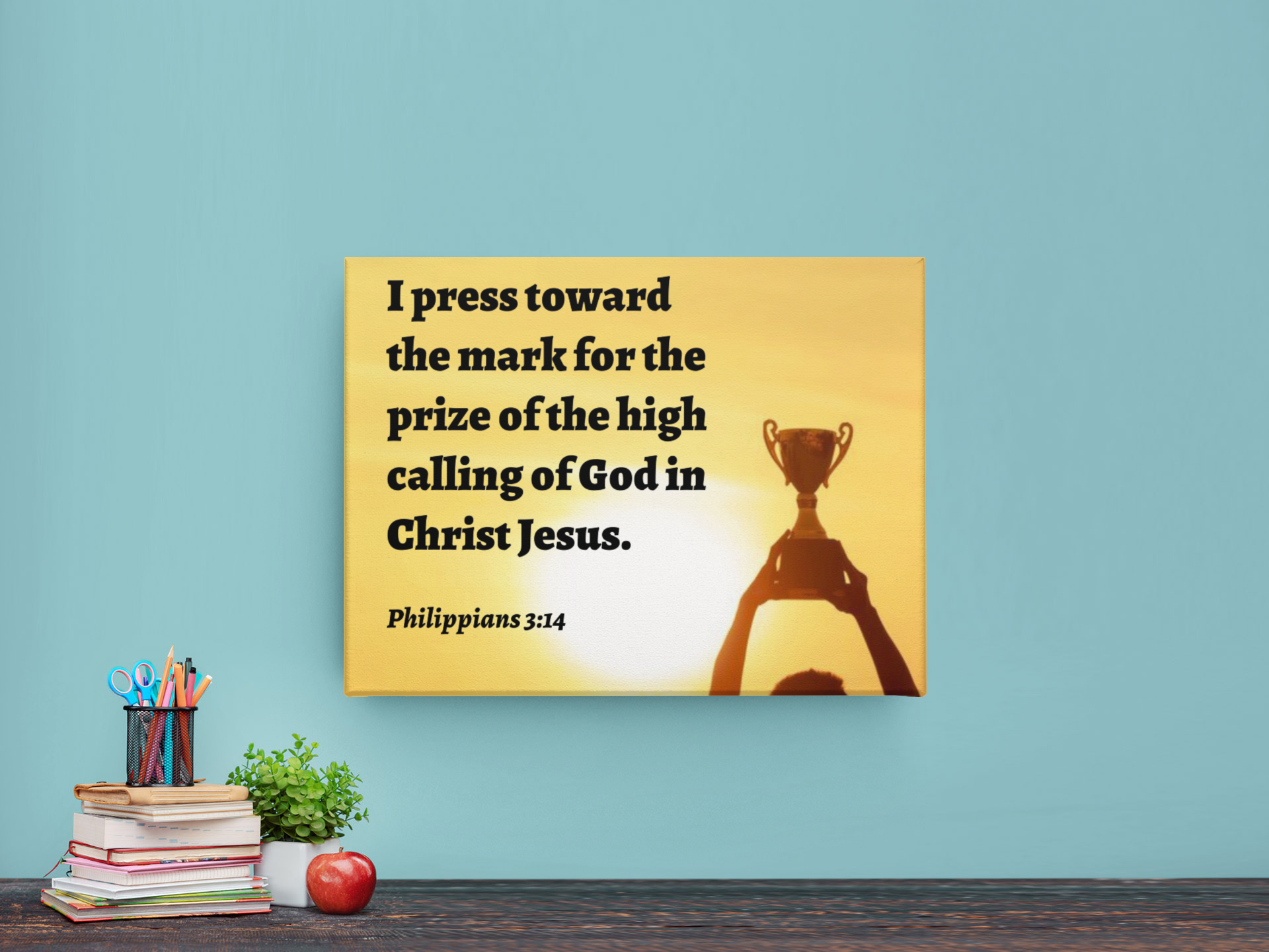 The Prize Philippians 3:14 Bible Verse Canvas Christian Wall Art Ready to Hang Unframed-Express Your Love Gifts