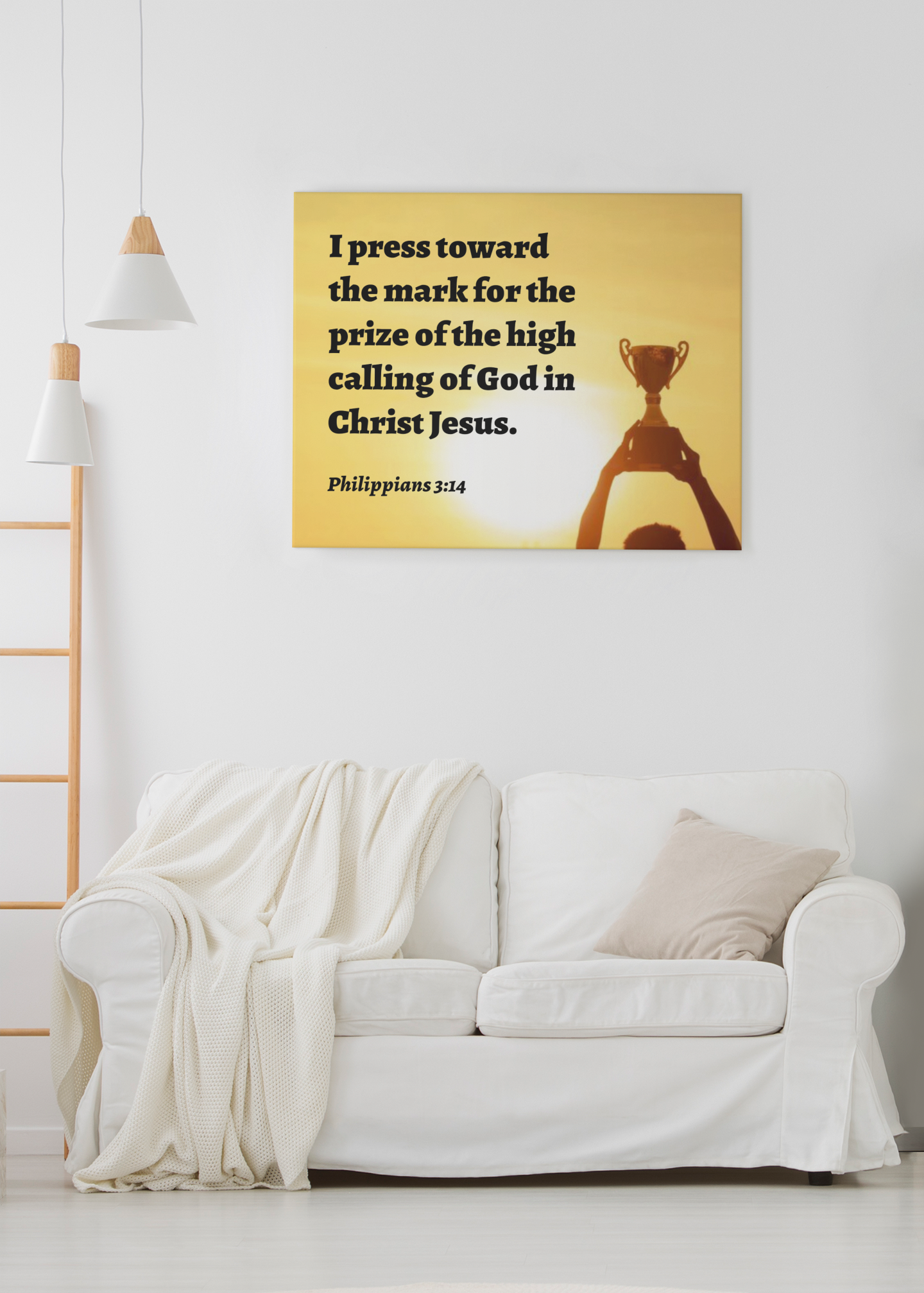The Prize Philippians 3:14 Bible Verse Canvas Christian Wall Art Ready to Hang Unframed-Express Your Love Gifts