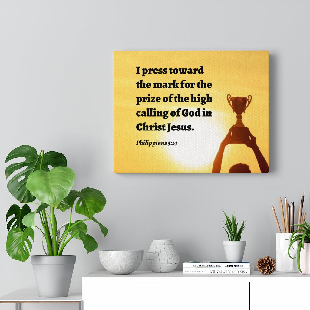 The Prize Philippians 3:14 Bible Verse Canvas Christian Wall Art Ready to Hang Unframed-Express Your Love Gifts