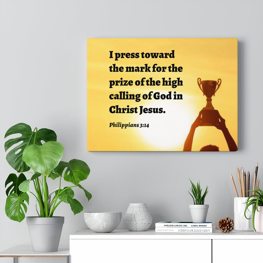 The Prize Philippians 3:14 Bible Verse Canvas Christian Wall Art Ready to Hang Unframed-Express Your Love Gifts