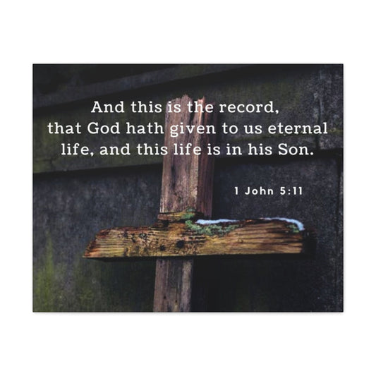 Scripture Walls The Record 1 John 5:11 Bible Verse Canvas Christian Wall Art Ready to Hang Unframed-Express Your Love Gifts