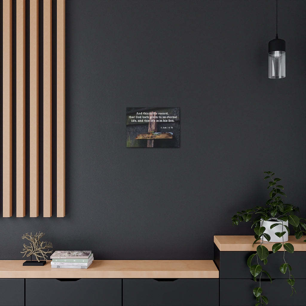 Scripture Walls The Record 1 John 5:11 Bible Verse Canvas Christian Wall Art Ready to Hang Unframed-Express Your Love Gifts